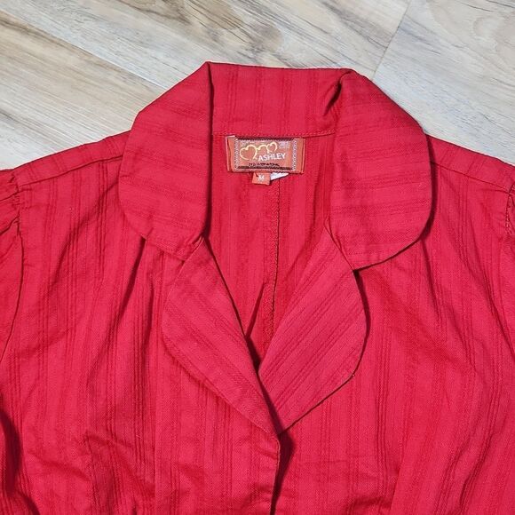 💜Ashley by 26 International Red Cropped Short Sleeve Blazer Medium - Picture 3 of 9